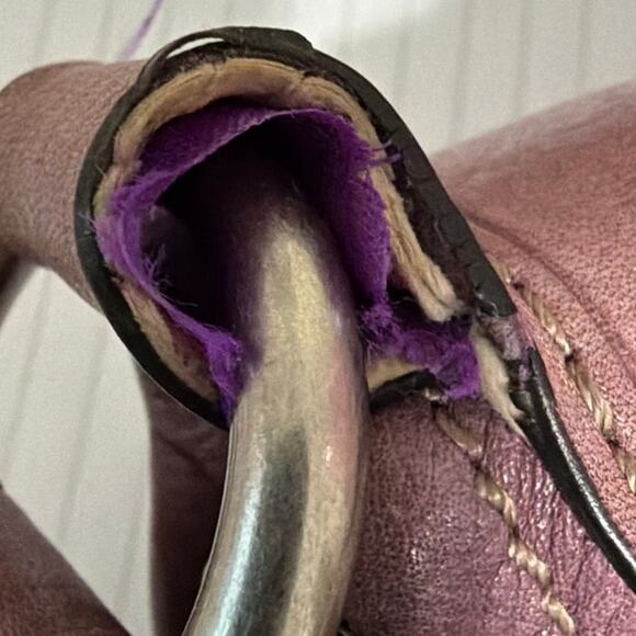 Fossil Shoulder Bag Purse Vintage Y2K Style Purple Leather Silver Hardware 11x8 - Picture 9 of 9